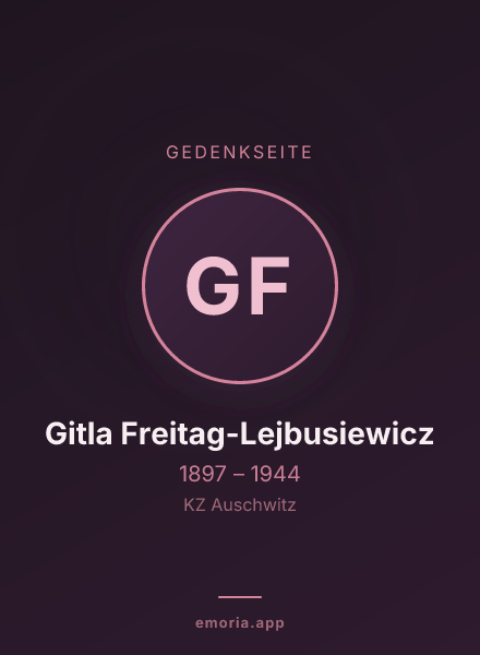 Gedenkportrait von Gitla Freitag-Lejbusiewicz