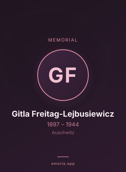 Memorial portrait of Gitla Freitag-Lejbusiewicz