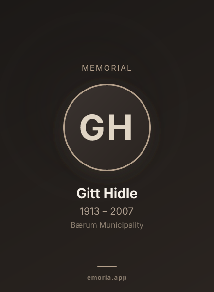 Memorial portrait of Gitt Hidle