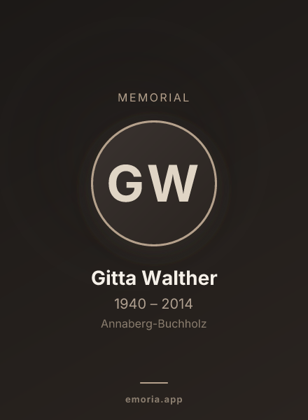 Memorial portrait of Gitta Walther