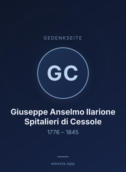 Gedenkportrait von Giuseppe Anselmo Ilarione Spitalieri di Cessole
