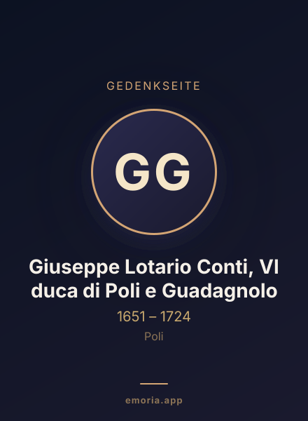 Gedenkportrait von Giuseppe Lotario Conti, VI duca di Poli e Guadagnolo