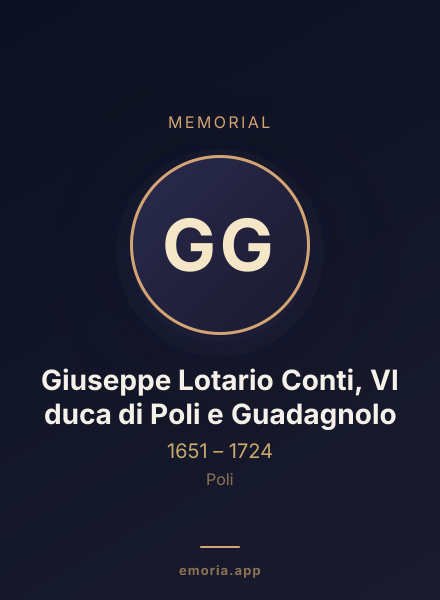 Memorial portrait of Giuseppe Lotario Conti, VI duca di Poli e Guadagnolo