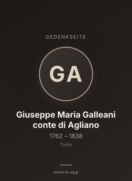 Gedenkportrait von Giuseppe Maria Galleani conte di Agliano
