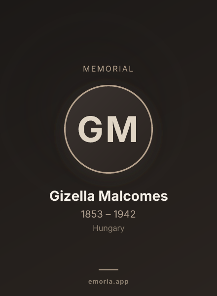 Memorial portrait of Gizella Malcomes