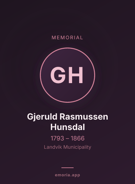 Memorial portrait of Gjeruld Rasmussen Hunsdal