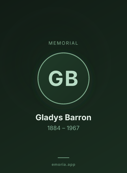Memorial portrait of Gladys Barron