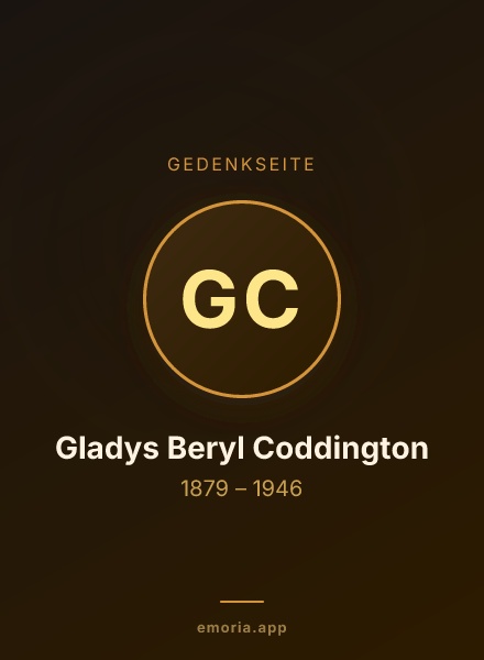 Gedenkportrait von Gladys Beryl Coddington