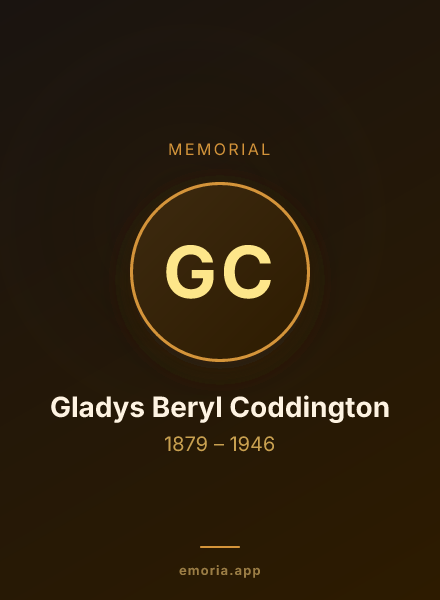 Memorial portrait of Gladys Beryl Coddington
