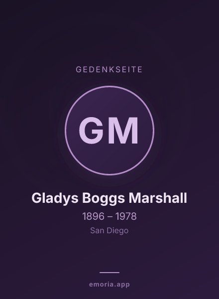 Gedenkportrait von Gladys Boggs Marshall