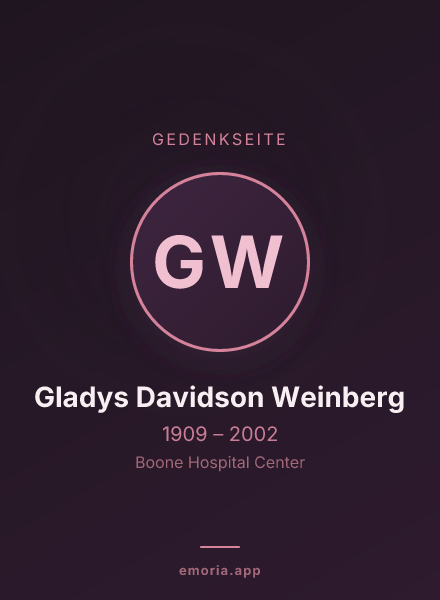 Gedenkportrait von Gladys Davidson Weinberg
