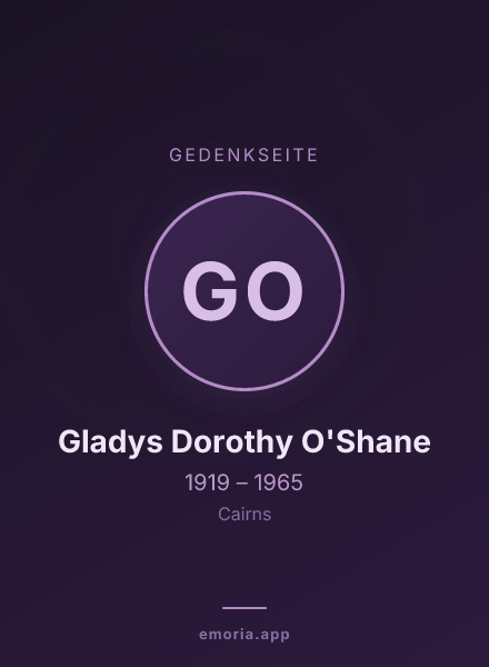 Gedenkportrait von Gladys Dorothy O'Shane