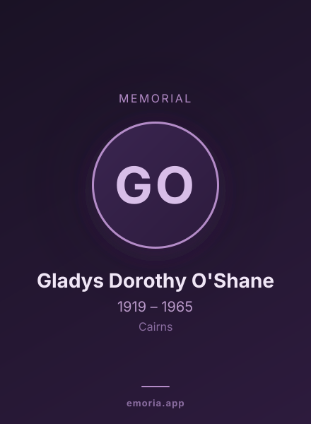Memorial portrait of Gladys Dorothy O'Shane
