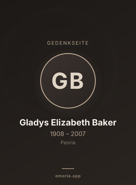 Gedenkportrait von Gladys Elizabeth Baker