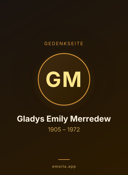 Gedenkportrait von Gladys Emily Merredew