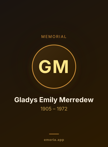 Memorial portrait of Gladys Emily Merredew
