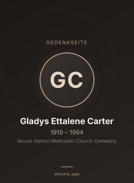 Gedenkportrait von Gladys Ettalene Carter