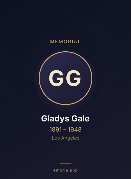 Memorial portrait of Gladys Gale