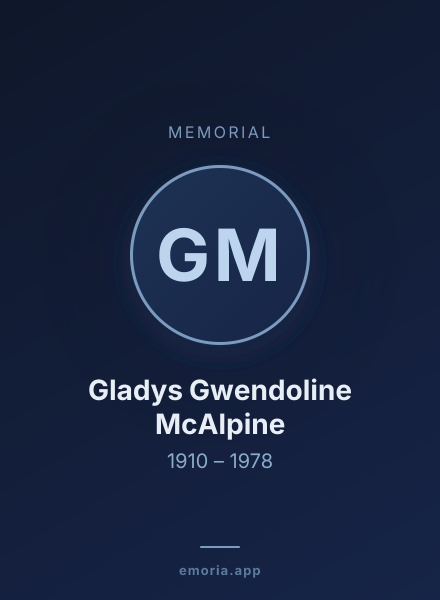 Memorial portrait of Gladys Gwendoline McAlpine