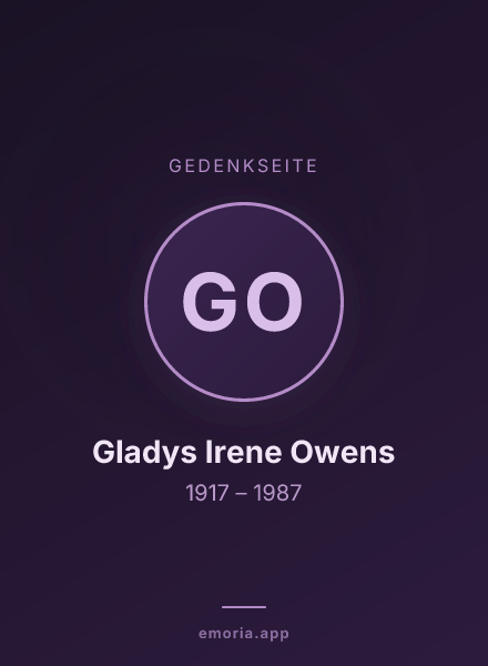 Gedenkportrait von Gladys Irene Owens