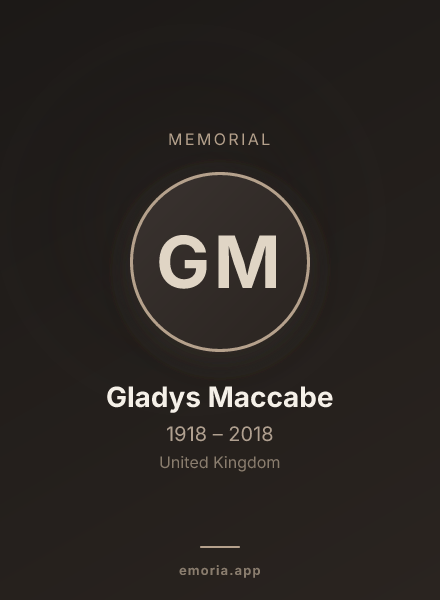 Memorial portrait of Gladys Maccabe