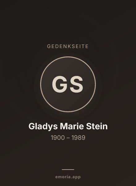 Gedenkportrait von Gladys Marie Stein