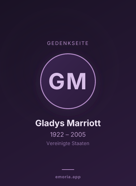 Gedenkportrait von Gladys Marriott