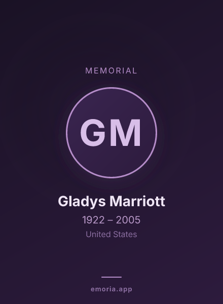 Memorial portrait of Gladys Marriott