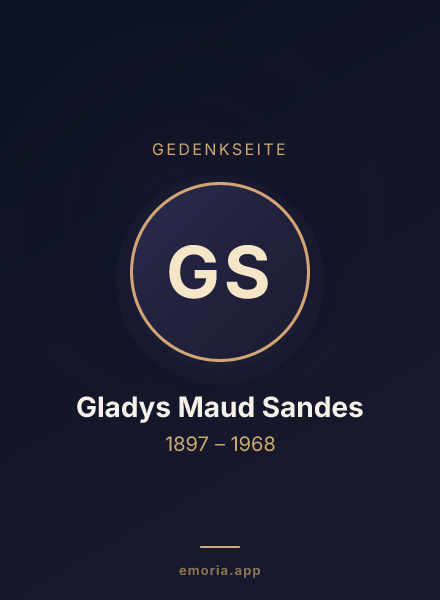 Gedenkportrait von Gladys Maud Sandes