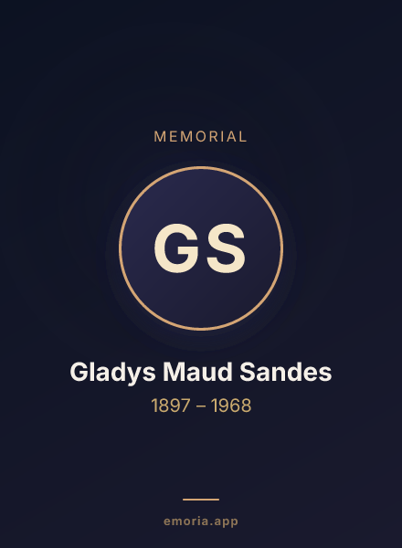 Memorial portrait of Gladys Maud Sandes