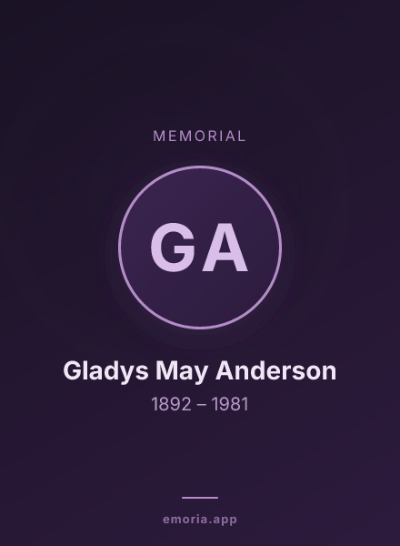 Memorial portrait of Gladys May Anderson