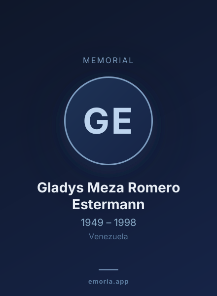 Memorial portrait of Gladys Meza Romero Estermann