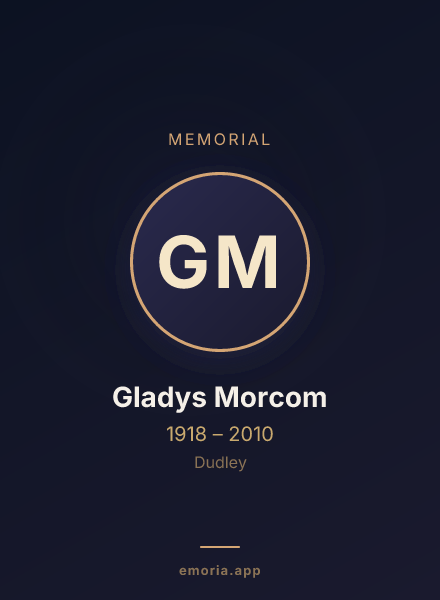 Memorial portrait of Gladys Morcom