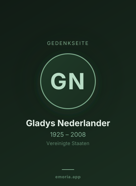 Gedenkportrait von Gladys Nederlander