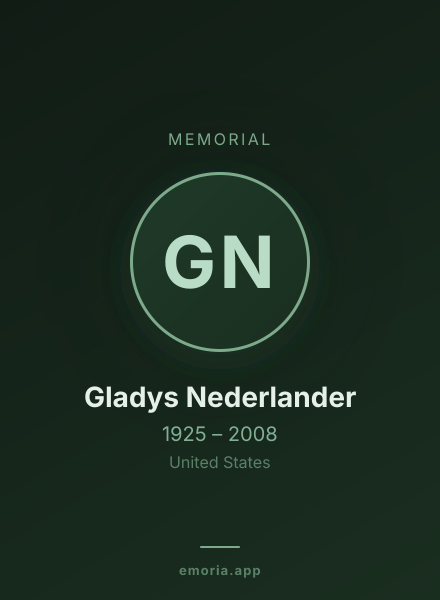 Memorial portrait of Gladys Nederlander