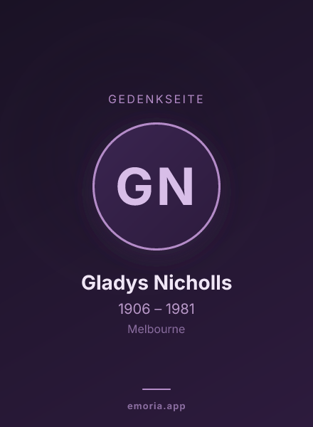 Gedenkportrait von Gladys Nicholls