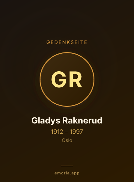 Gedenkportrait von Gladys Raknerud