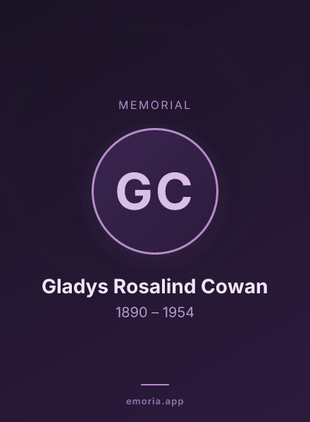 Memorial portrait of Gladys Rosalind Cowan