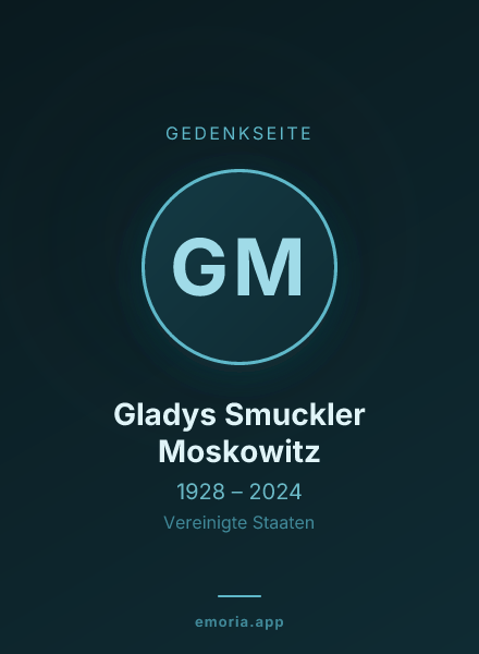 Gedenkportrait von Gladys Smuckler Moskowitz