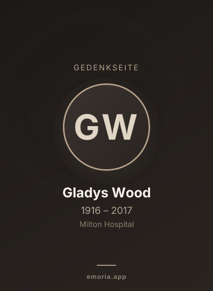 Gedenkportrait von Gladys Wood