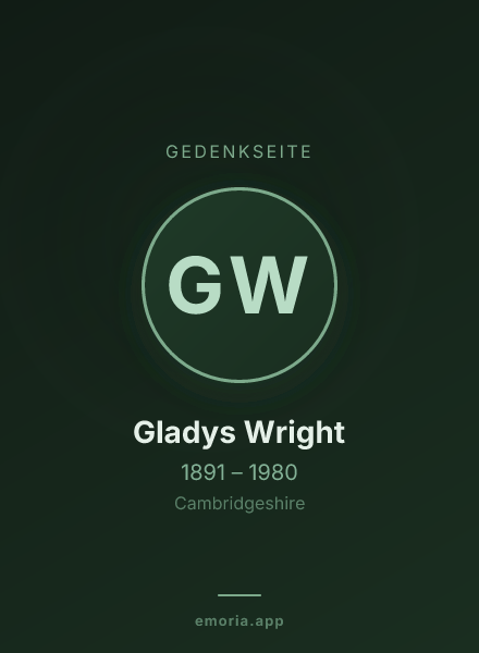 Gedenkportrait von Gladys Wright