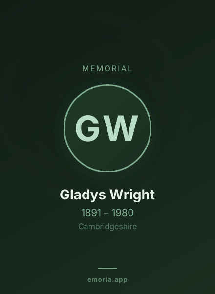 Memorial portrait of Gladys Wright