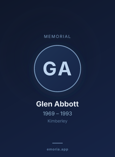 Memorial portrait of Glen Abbott