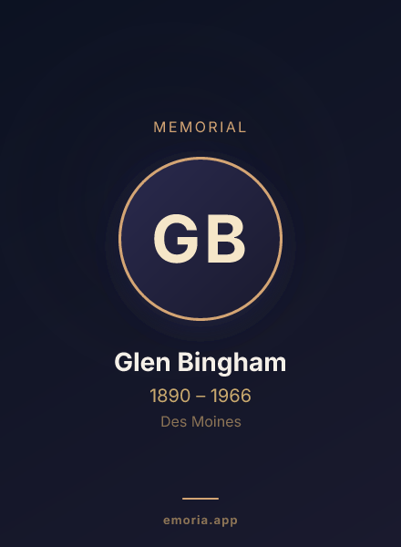 Memorial portrait of Glen Bingham