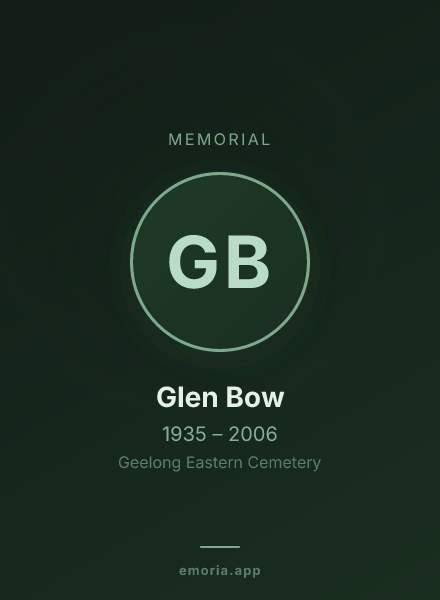 Memorial portrait of Glen Bow