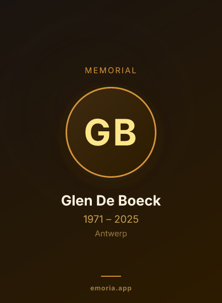 Memorial portrait of Glen De Boeck