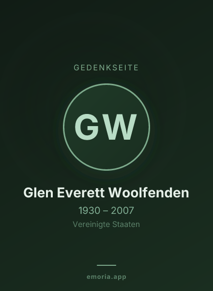 Gedenkportrait von Glen Everett Woolfenden