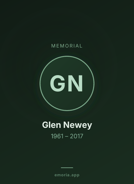 Memorial portrait of Glen Newey