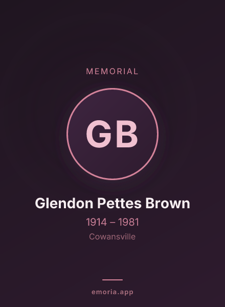 Memorial portrait of Glendon Pettes Brown