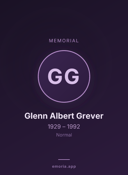 Memorial portrait of Glenn Albert Grever